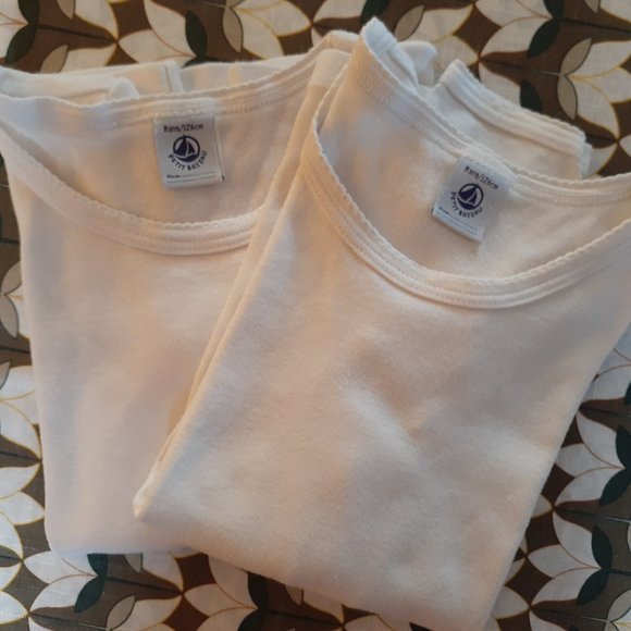 Set of 3 Petit bateau white long-sleeve tshirts 8/10 - Picture 1 of 6
